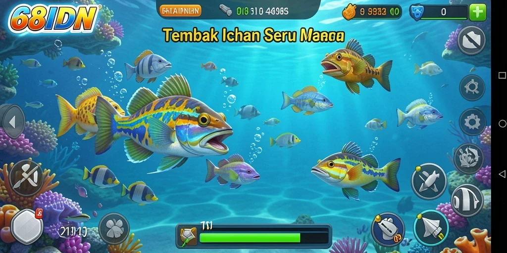 Screenshot utama 68IDN menampilkan aksi seru Tembak Ikan.