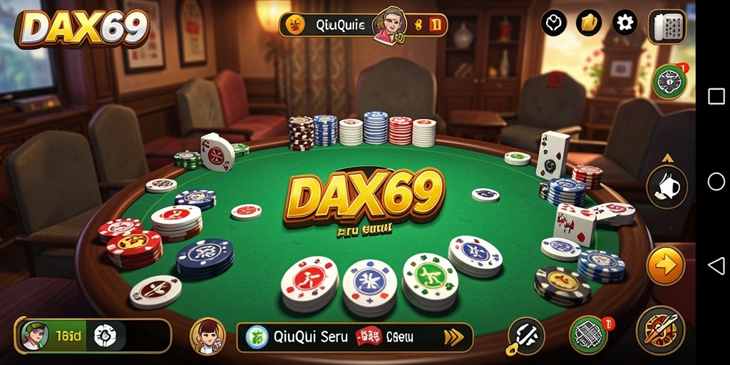 Screenshot utama DAX69 menampilkan aksi seru bermain QiuQiu.