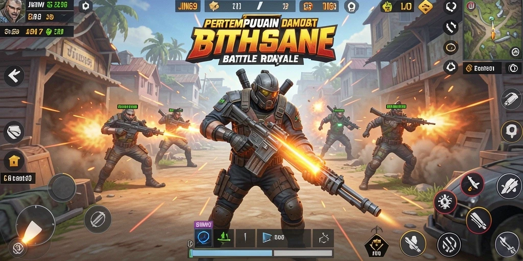 Gameplay JIN69 yang intens dalam pertempuran Battle Royale.