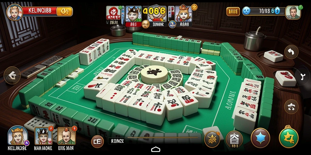 Tampilan gameplay menarik dari KELINCI88 dengan ubin Mahjong berwarna.