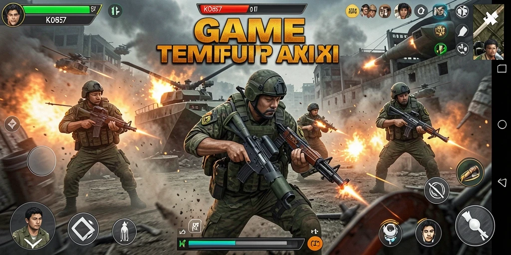 Tangkapan layar menunjukkan aksi intens dalam permainan KO857.