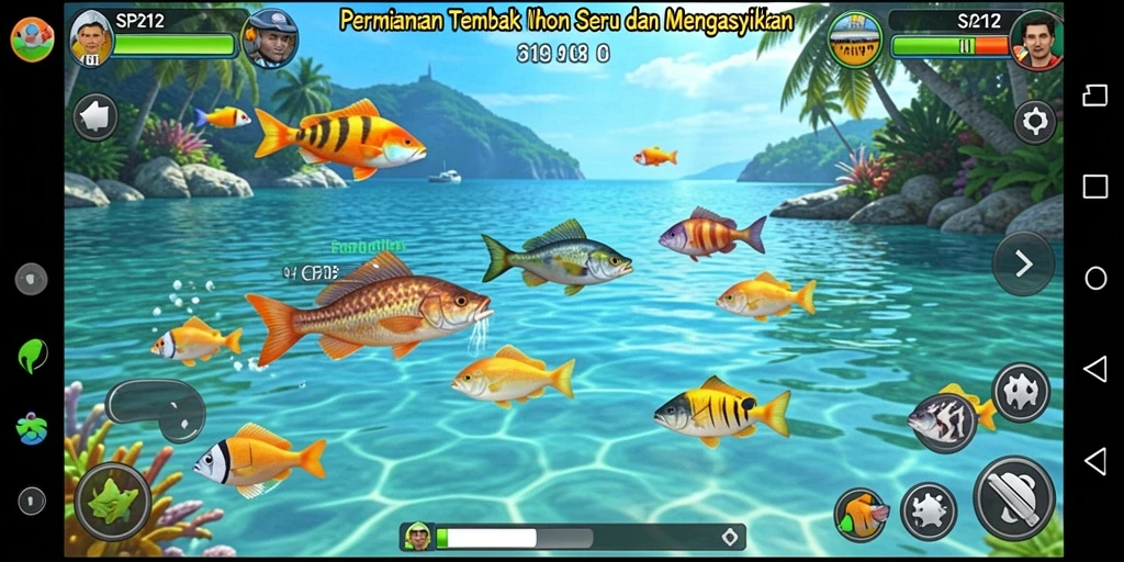 Tampilan gameplay SP212 yang menampilkan aksi tembak ikan yang seru.