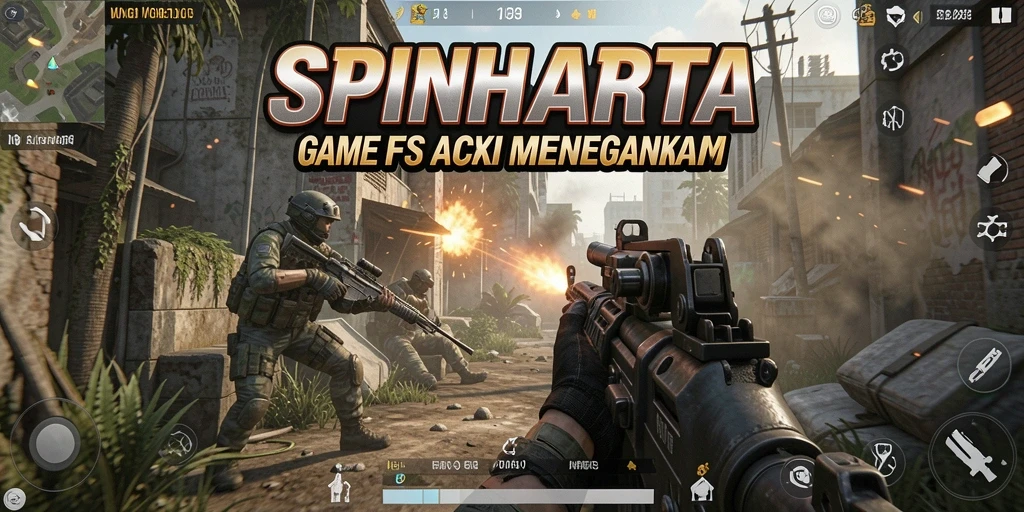 Screenshot gameplay SPINHARTA yang menampilkan momen aksi FPS.