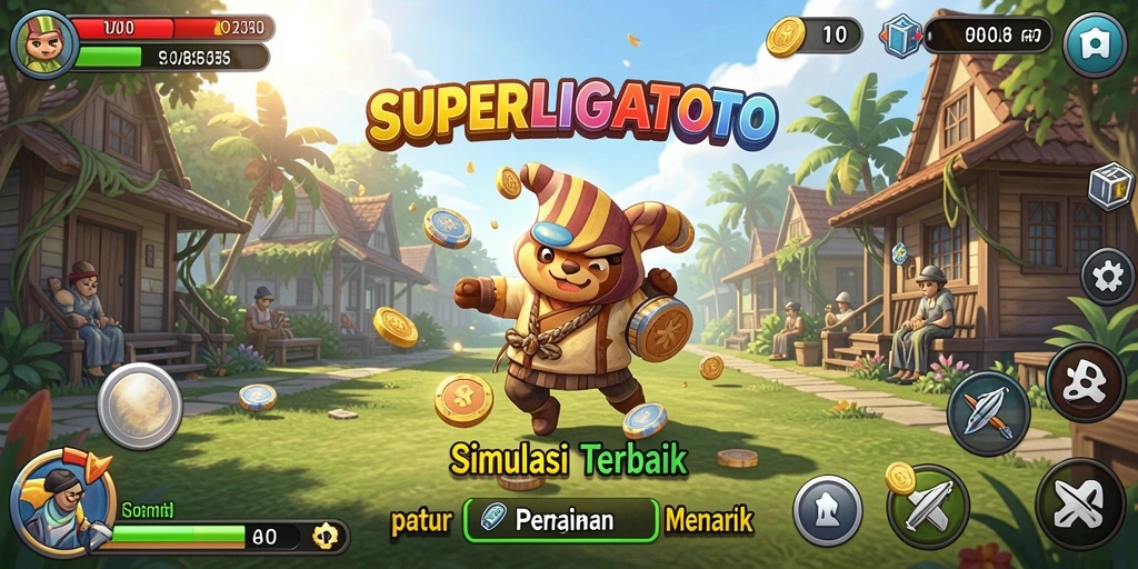 Screenshot utama SUPERLIGATOTO menampilkan gameplay simulasi yang mendebarkan.