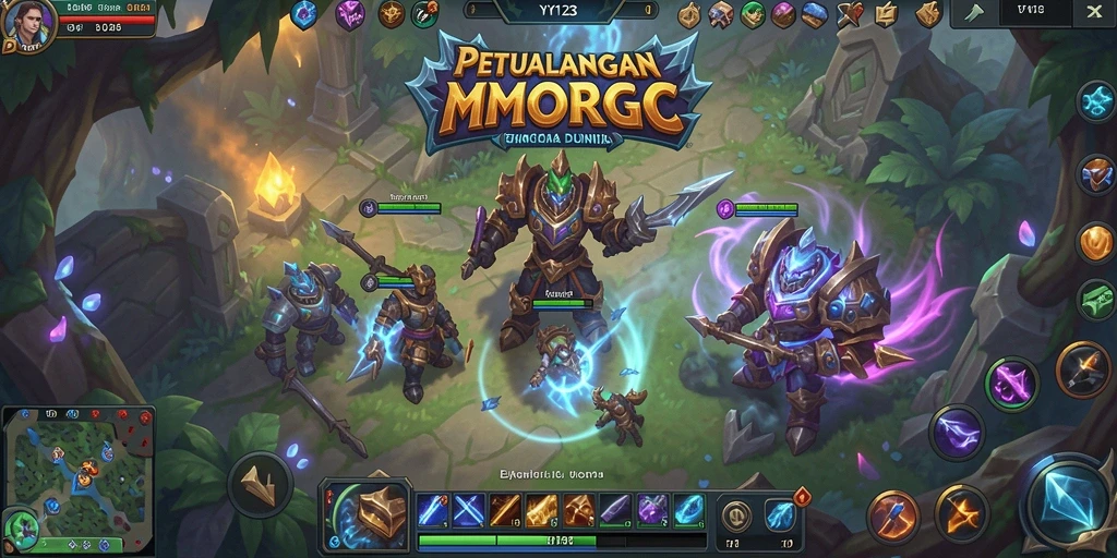 Screenshot utama YY123 menampilkan suasana petualangan MMORPG yang mendalam.